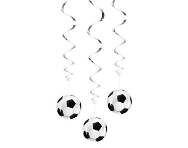 3PK FOOTBALL SWIRL DECORATIONS