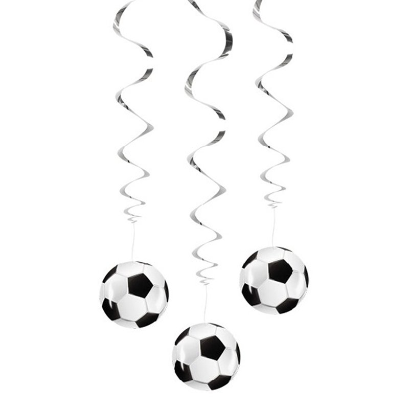 3PK FOOTBALL SWIRL DECORATIONS