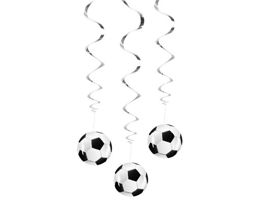 3PK FOOTBALL SWIRL DECORATIONS
