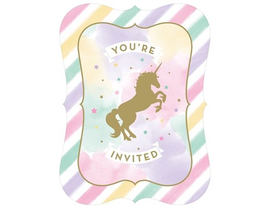 (8) UNICORN SPARKLE POSTCARD INVITATIONS