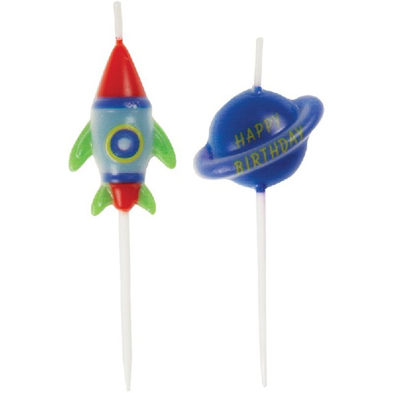 (6) OUTER SPACE BIRTHDAY PICK CANDLES