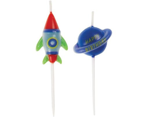 (6) OUTER SPACE BIRTHDAY PICK CANDLES