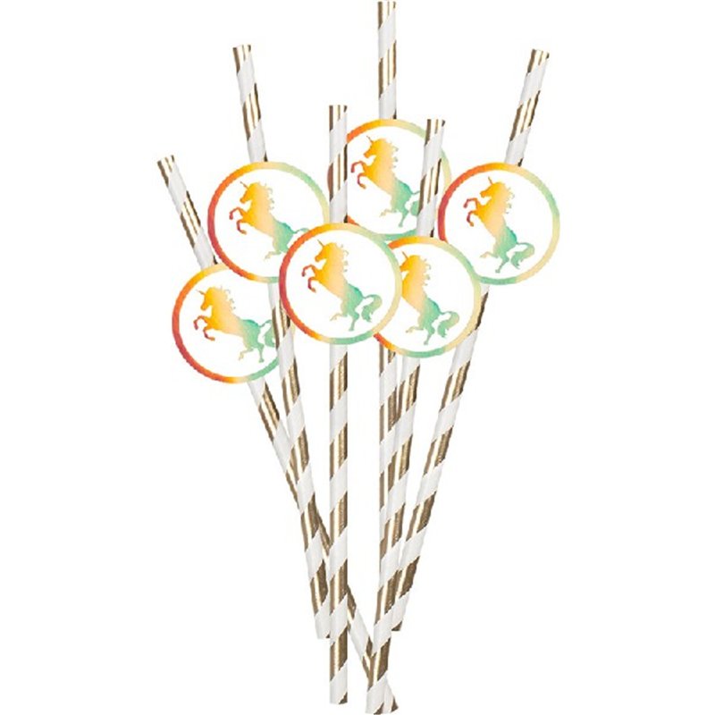 (6) 20cm UNICORN PAPER STRAWS