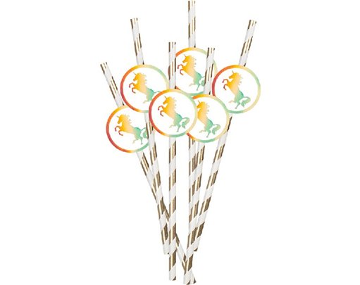 (6) 20cm UNICORN PAPER STRAWS