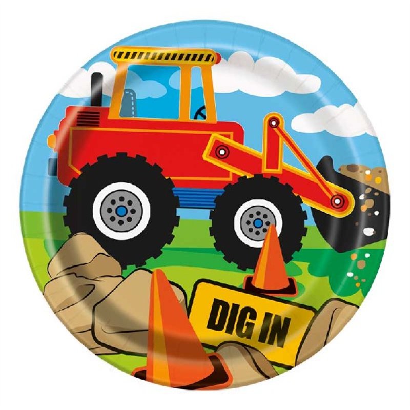 (8) 7in CONSTRUCTION PARTY PLATES