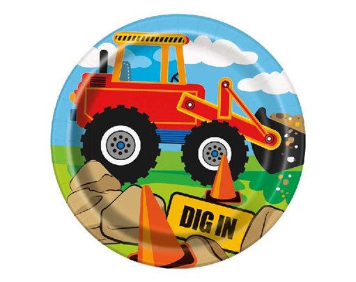 (8) 7in CONSTRUCTION PARTY PLATES