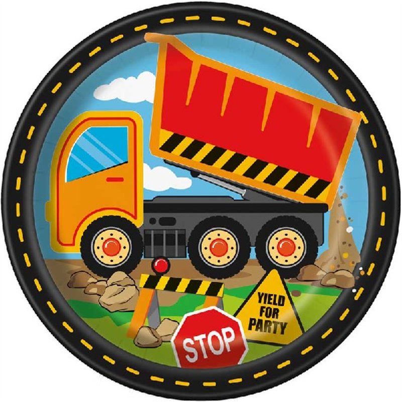 (8) 9in CONSTRUCTION PARTY PLATES