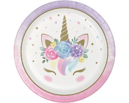 (8) 9in UNICORN BABY PAPER DINNER PLATES