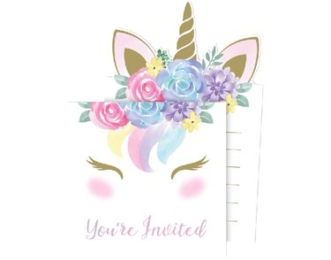 (8) UNICORN BABY POP-UP INVITATIONS