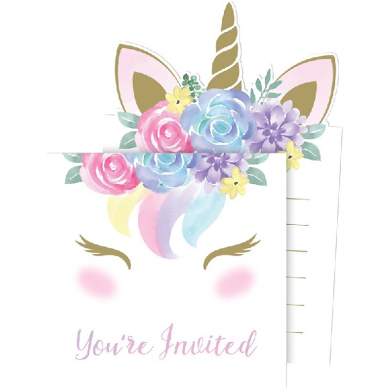 (8) UNICORN BABY POP-UP INVITATIONS