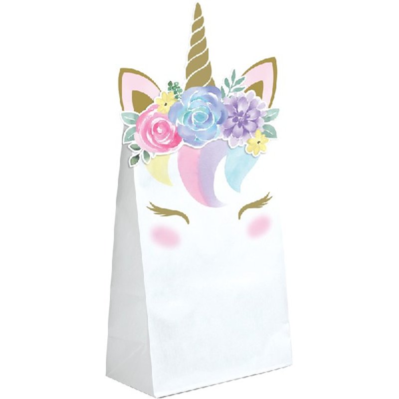 (8) UNICORN BABY SHAPED PAPER TREAT BAGS