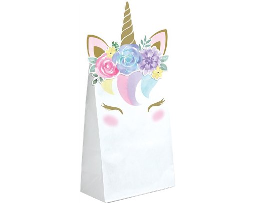 (8) UNICORN BABY SHAPED PAPER TREAT BAGS