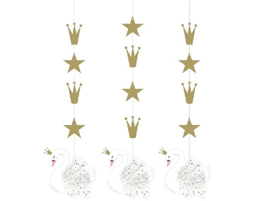 (3) STYLISH SWAN PARTY HANGING CUTOUTS