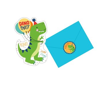 (8) DINO-MITE PARTY INVITATIONS