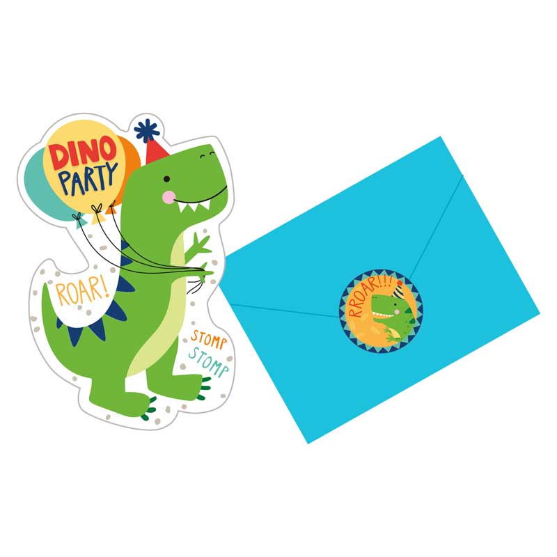 (8) DINO-MITE PARTY INVITATIONS