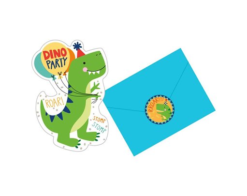 (8) DINO-MITE PARTY INVITATIONS
