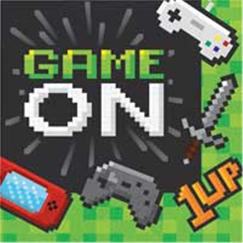 16PK 33CM 2PLY GAMING PARTY NAPKINS