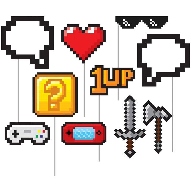 10PK GAMING PARTY PHOTO BOOTH PROPS