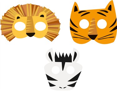 8PK ANIMAL SAFARI PAPER MASKS