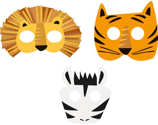 8PK ANIMAL SAFARI PAPER MASKS