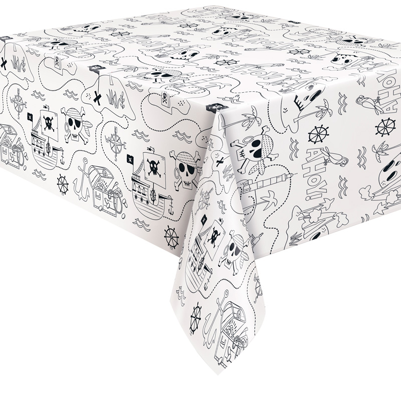 54x84in AHOY PIRATE COLORING PAPER TABLE COVER