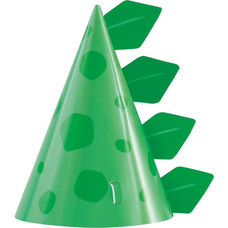 8PK BLUE & GREEN DINOSAUR PARTY HATS
