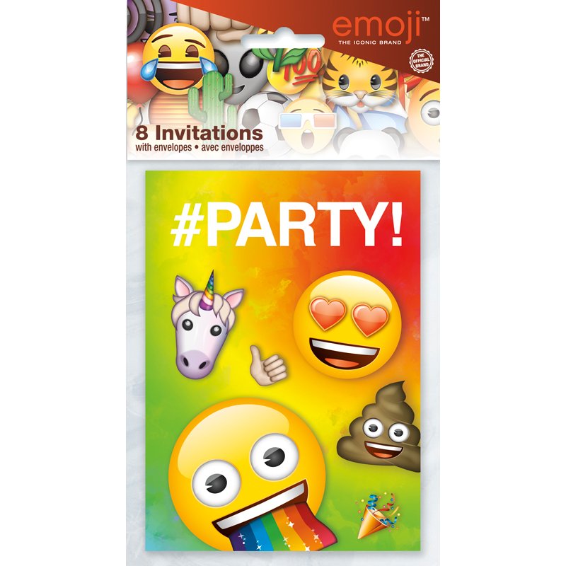 8PK RAINBOW FUN EMOJI INVITATIONS