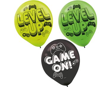 6PK 11in LEVEL UP LATEX BALLOONS
