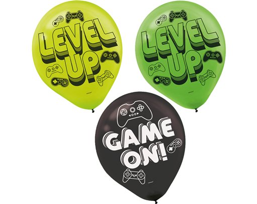 6PK 11in LEVEL UP LATEX BALLOONS