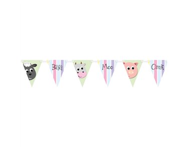PASTEL FARM ANIMALS PAPER FLAG BANNER
