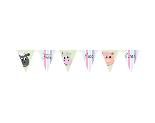PASTEL FARM ANIMALS PAPER FLAG BANNER