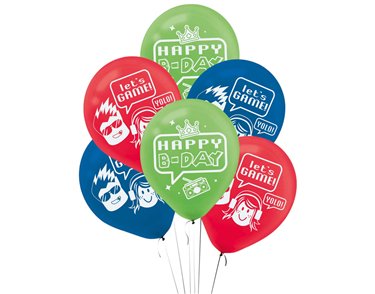 6PK 11in PARTY TOWN LATEX BALLOONS