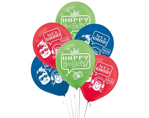 6PK 11in PARTY TOWN LATEX BALLOONS