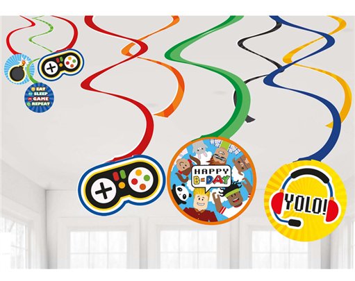 6PK PARTY TOWN HANGING SWIRLS