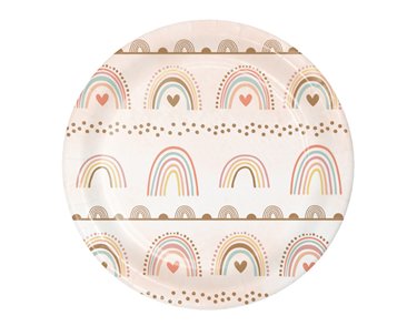 8PK 18cm BOHO RAINBOW PAPER PLATES