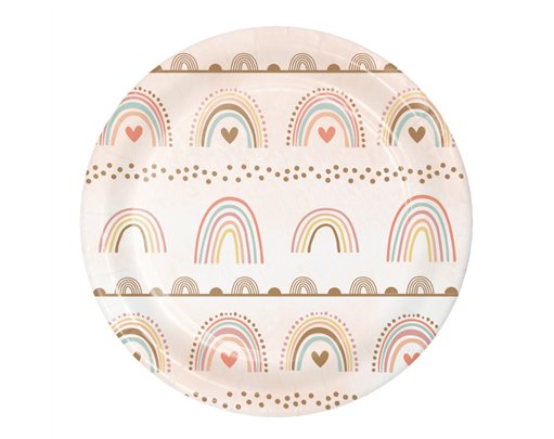 8PK 18cm BOHO RAINBOW PAPER PLATES