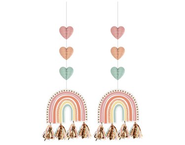 2PK BOHO RAINBOW HANGING CUTOUTS WITH TASSELS