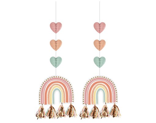 2PK BOHO RAINBOW HANGING CUTOUTS WITH TASSELS