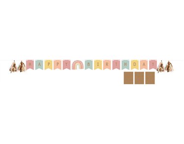 2.4m BOHO RAINBOW SHAPED RIBBON BANNER