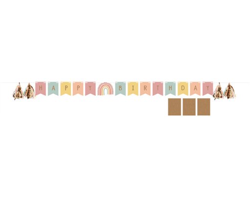 2.4m BOHO RAINBOW SHAPED RIBBON BANNER