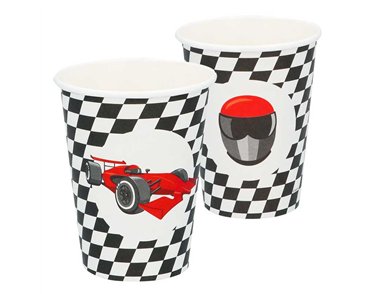 10PK CHEQUERED FLAG RACING PAPER CUPS