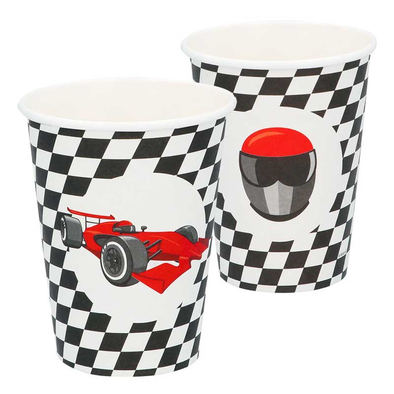 10PK CHEQUERED FLAG RACING PAPER CUPS