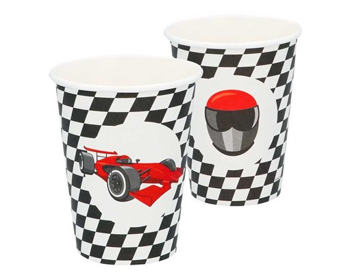 10PK CHEQUERED FLAG RACING PAPER CUPS