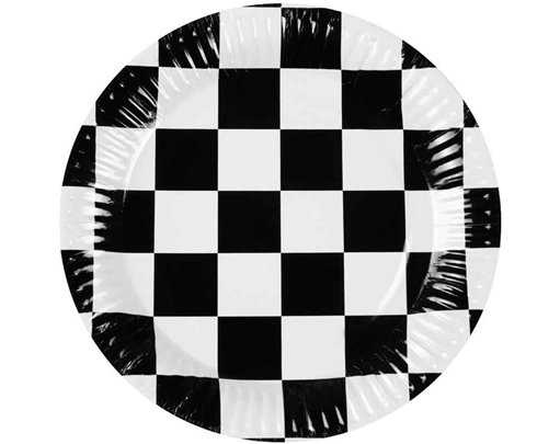 10PK 23cm CHEQUERED FLAG RACING PAPER PLATES