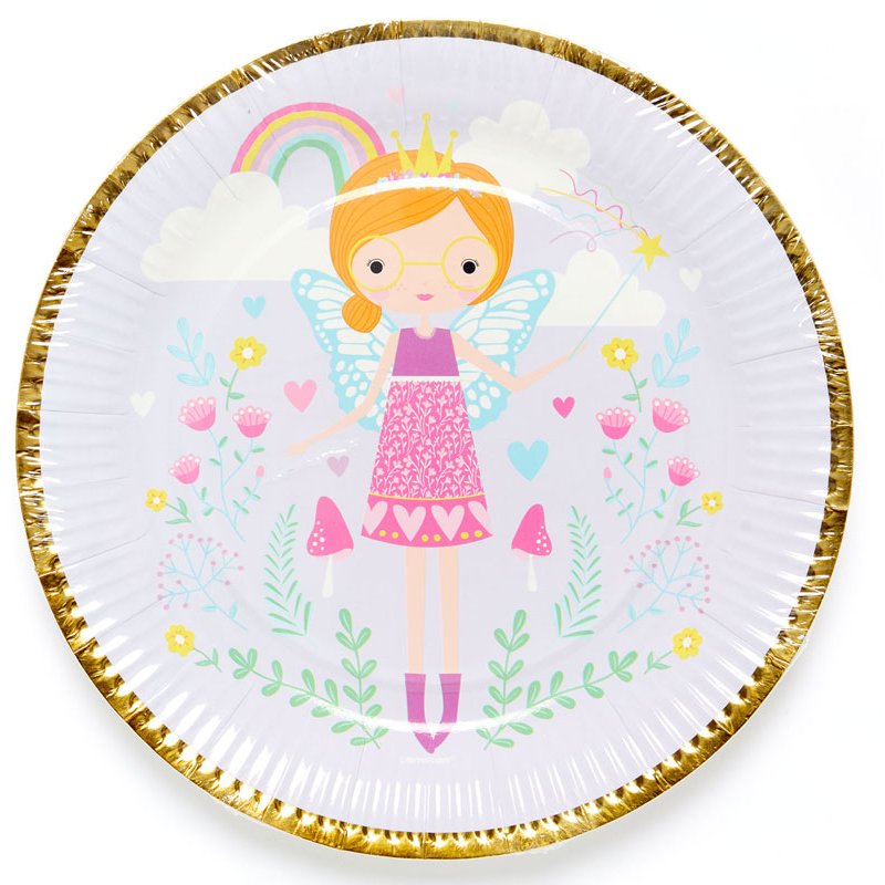 8PK 23cm FAIRY PRINCESS PLATES