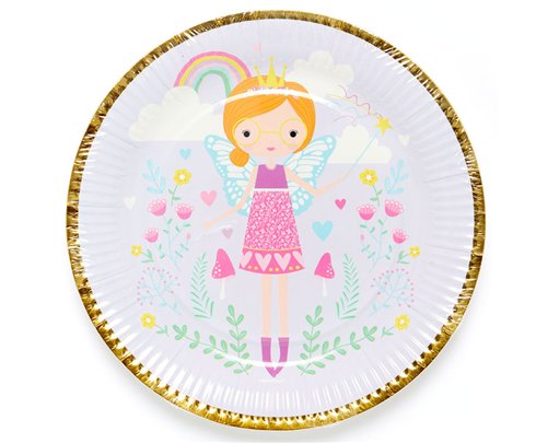 8PK 23cm FAIRY PRINCESS PLATES