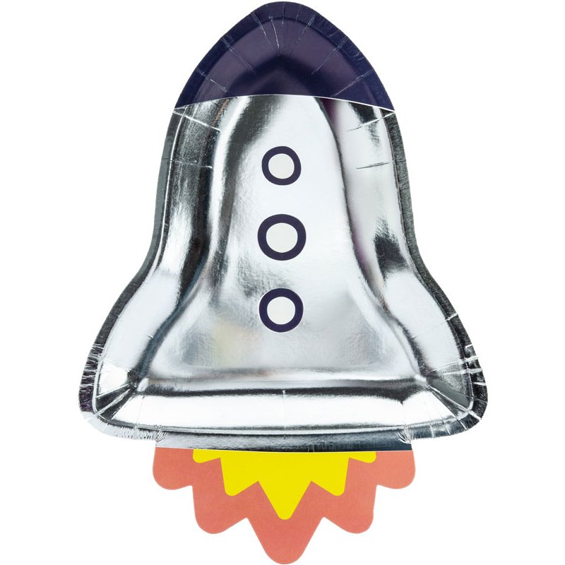 6PK ROCKET SHAPED SPACE PARTY PLATES