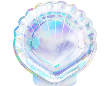 6PK IRIDESCENT SEASHELL MERMAID PLATES