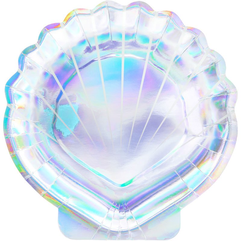 6PK IRIDESCENT SEASHELL MERMAID PLATES