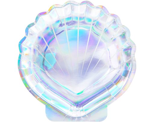 6PK IRIDESCENT SEASHELL MERMAID PLATES